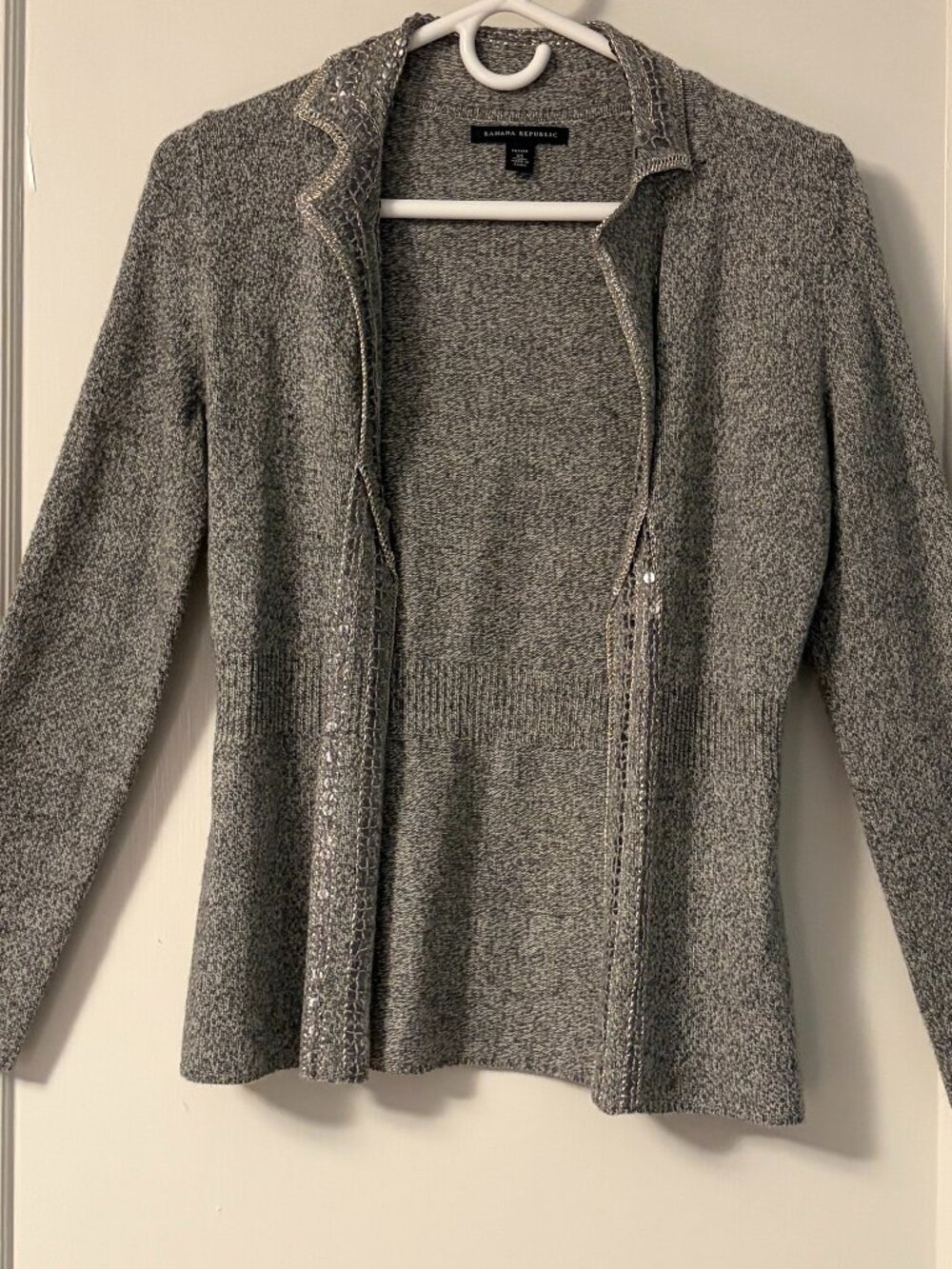 Banana Republic wool cashmere blend open cardigan sequin chain mail embellished